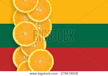 Lithuania Flag And Citrus Fruit Slices Vertical Row