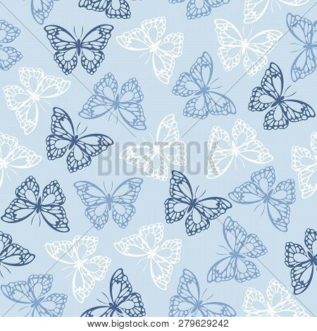 Seamless Pattern With Colored Butterflies. Vector Illustration