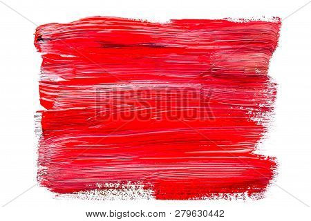 Abstraction For Background, Rectangular Pattern With Red Paint On White Isolated Background