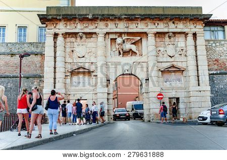 Zadar, Croatia - July 14, 2017: Old City Gate In Old Town In Zadar, Croatia