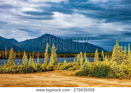 Amazing View Of Landscape Mountain In Alaska. Indescribable Beauty Of Nature!