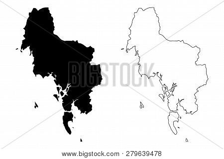 Krabi Province (kingdom Of Thailand, Siam, Provinces Of Thailand) Map Vector Illustration, Scribble 