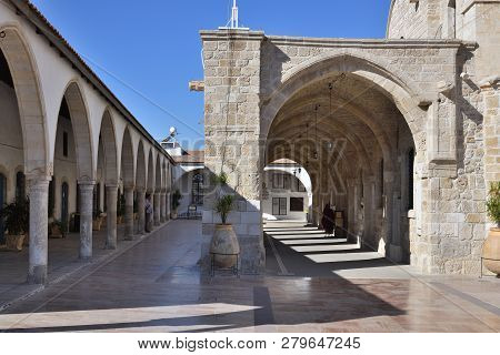 Larnaca, Cyprus - November 2. 2018. Arcade Of Church Of St. Lazarus. The Museum