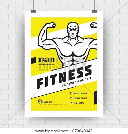 Fitness Center Flyer Modern Typographic Layout Event Cover Design Template A4 Size