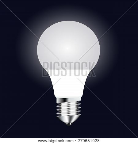 Vector Drawing Led Lamps White With Glow On A Dark Background