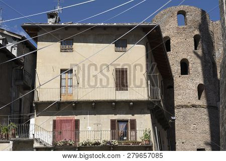 Susa, Turin, Piedmont, Italy: Medieval Cathedral Of San Giusto And Typical House