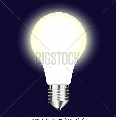 Vector Drawing Bright Led Lamps With Warm Glow On A Dark Background