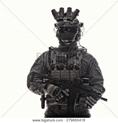Army Elite Forces Shooter Isolated Studio Shoot