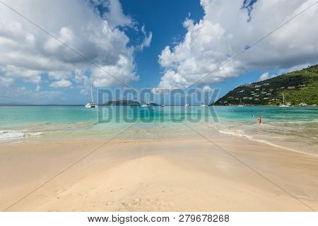 Cane Garden Bay, Tortola, British V. Islands - December 16, 2018:  View Of Famous Cane Garden Bay, A