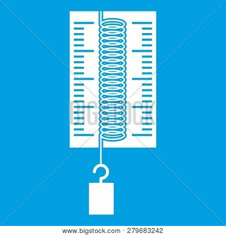 Physics Dynamometer For Laboratory Work Icon White Isolated On Blue Background Illustration