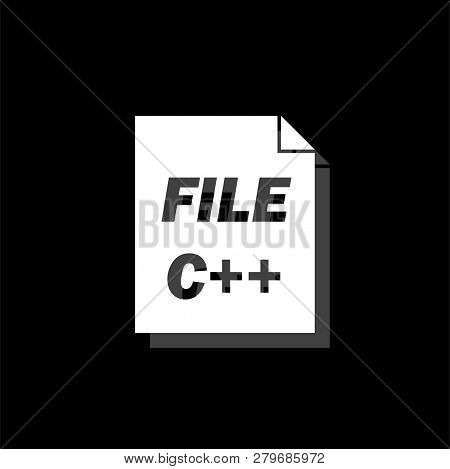 C File. White Flat Simple Icon With Shadow