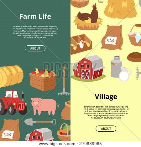 Farm Life Village Vector Photo Free Trial Bigstock
