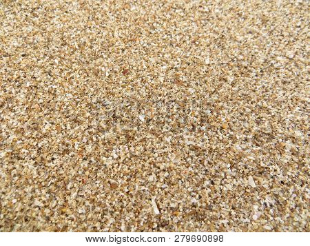 Background Of White Sandy Beach At Sambolo Beach Anyer, Indonesia.