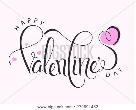 Hand Drawn Happy Valentines Day Typography Poster. Celebration Quotation For Poster, Web Design, Ban