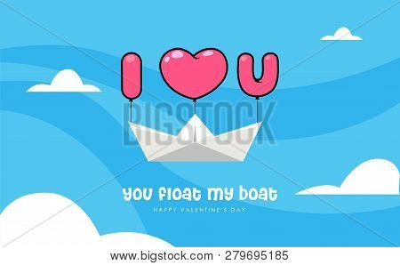 A Paper Boat Float With Three Balloon