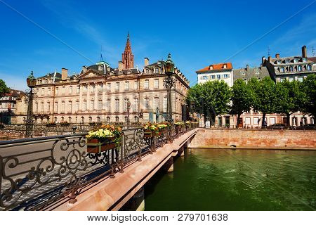 Ill River Canal And Rohan Palace In Strasbourg