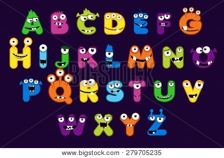 Cartoon Alphabet Font, Monster Style. Stock Vector Typeface For Your Design And Ui Game, Funny Monst