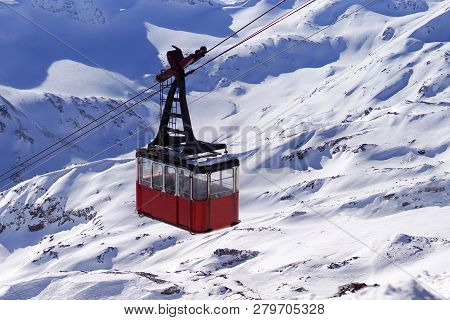 Old Cable Car Cabin In The Azau Glade. Prielbrusye. Snowblower Peaks Of Mount Elbrus. North Caucasus
