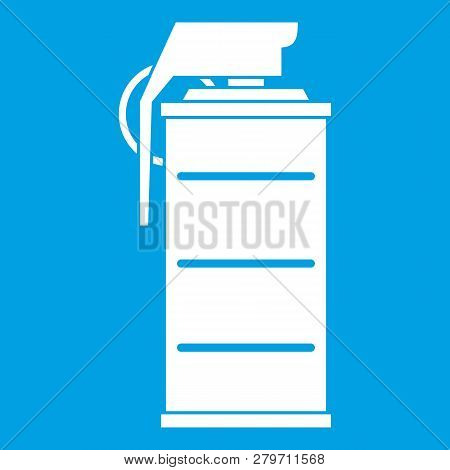 Stun Grenade Icon White Isolated On Blue Background Illustration
