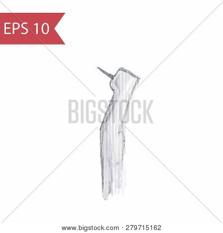 Vector Close-up Of A Dental Turbine Handpiece. Simple Watercolor Illustration Of Dental Machine Isol