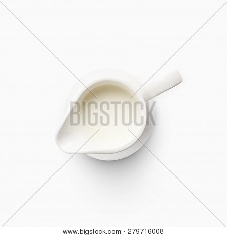 Top View Of Milk Jug Isolated On White Background.