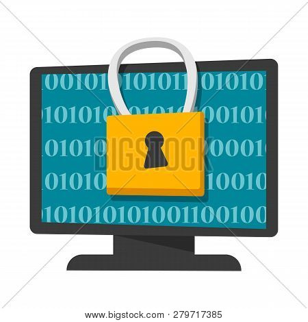 Digital data protection and privacy concept banner for website. Access to information on computer. Lock on the screen. Private access to the website. Security control.