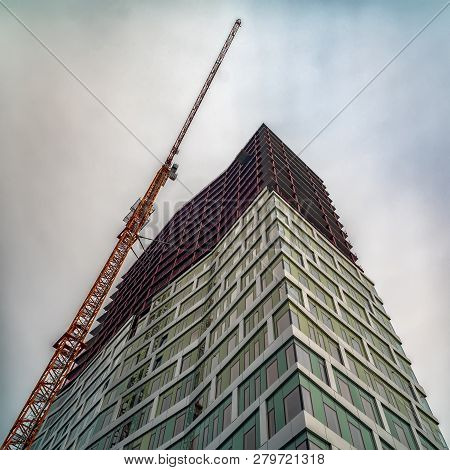 Malmo, Sweden - January 05, 2019: New Building At Hyllie In Malmo. A New District Of Malmö, For A Pr