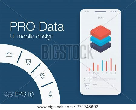 Mobile Phone Application For Analytics. Stock Vector