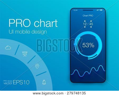 Mobile Phone Application For Analytics. Stock Vector