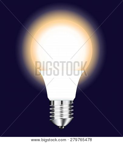 Vector Drawing Bright Led Lamps With Warm Glow On A Dark Background