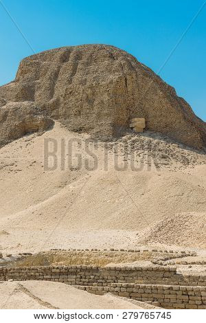 Close Up View Of The Pyramid Of Senusret Ii In Egypt.