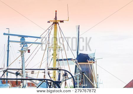 Netherlands, Holland Old Harbor In The Center Of The City Zierikzee