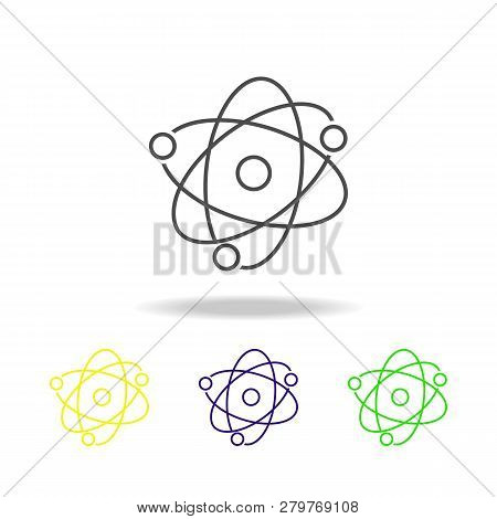 Atom Colored Icons. Element Of Science Illustration. Thin Line Illustration For Website Design And D