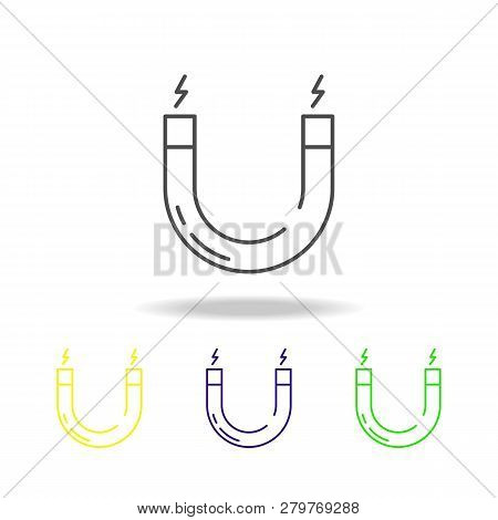 Magnet Colored Icons. Element Of Science Illustration. Thin Line Illustration For Website Design And