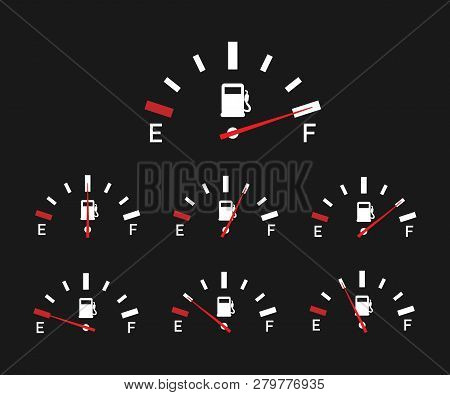 Fuel Indicator. Illustration On Black Background For Design ,empty Energy. Vector Stock Illustration