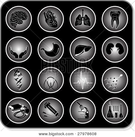 Vector icons médicas. Blanco y negro. Simplemente cambiar.