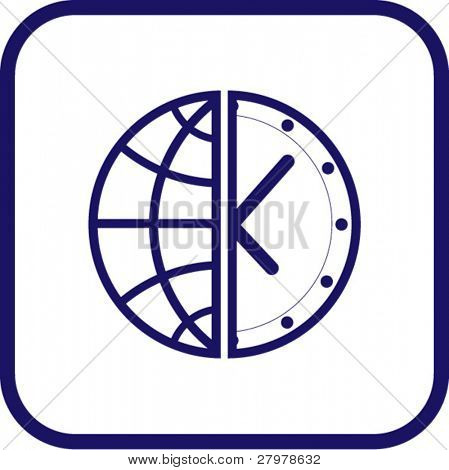 Icône de globe et horloge de vecteur. Simplement changer.
