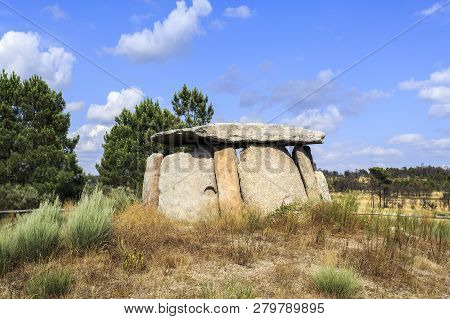 The Dolmen Of Cortico, Or The House Of Orca, Near Fornos De Algodres, Portugal, Is A Burial Chamber 