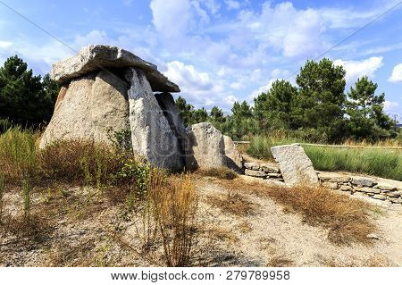 The Dolmen Of Cortico, Or The House Of Orca, Near Fornos De Algodres, Portugal, Is A Burial Chamber 