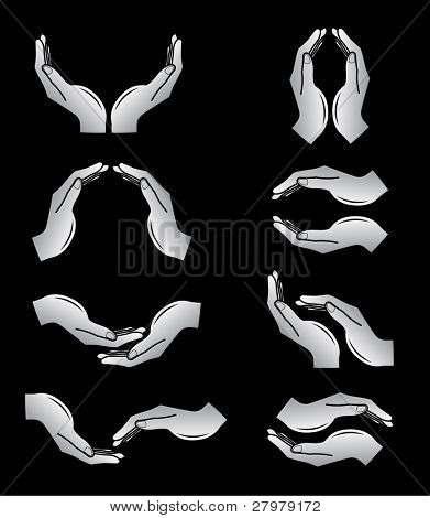 เวกเตอร์มือไอคอน สีดำและสีขาว เพียงแค่เปลี่ยน