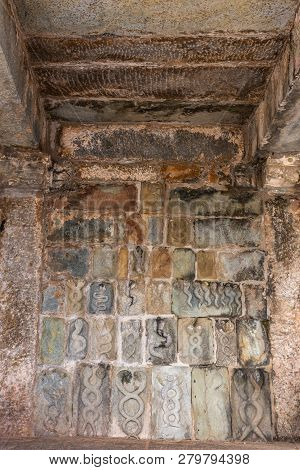 Belur, Karnataka, India - November 2, 2013: Chennakeshava Temple Building. Wall Under Mandapam With 