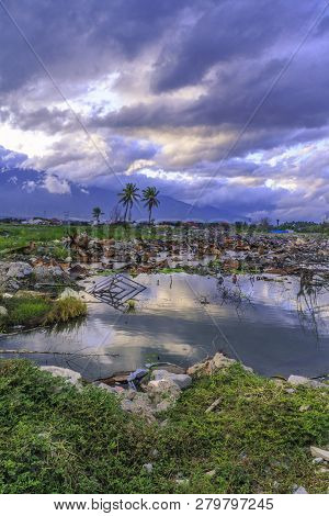 Severe Damage From Earthquake And Liquefaction Natural Disasters In Petobo Village, Palu City, Centr