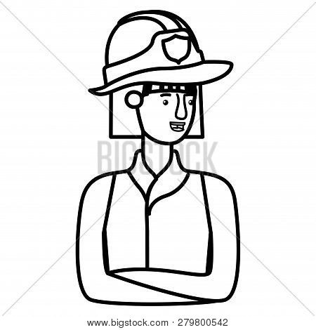 Young Firewoman Avatar Character Vector Illustration Desing