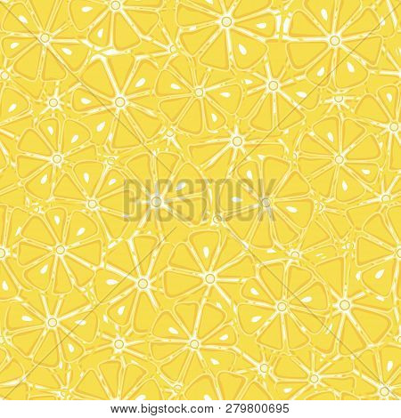 Fresh And Yummy Yellow Lemons Seamless Pattern