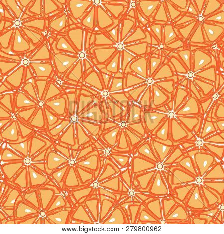 Fresh, Yummy And Sliced Oranges Seamless Pattern