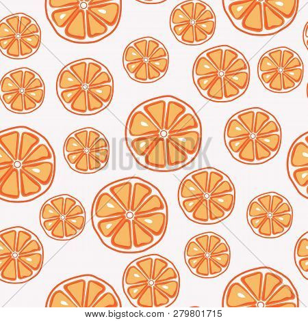 Fresh, Yummy And Sliced Orange Seamless Pattern