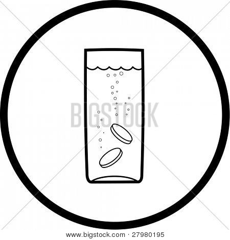 Vektor. Ilustrace ze skla s aspirinem.