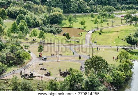 Curitiba - Pr, Brazil - December 16, 2018: Aerial View Of The Tangua Park (parque Tangua).