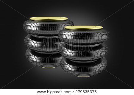 3d Rendering. Trucks Air Spring, New Auto Parts, Spare Parts For Heavy Duty. Spare Parts For Shop, A