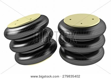 3d Rendering. Trucks Air Spring, New Auto Parts, Spare Parts For Heavy Duty. Spare Parts For Shop, A